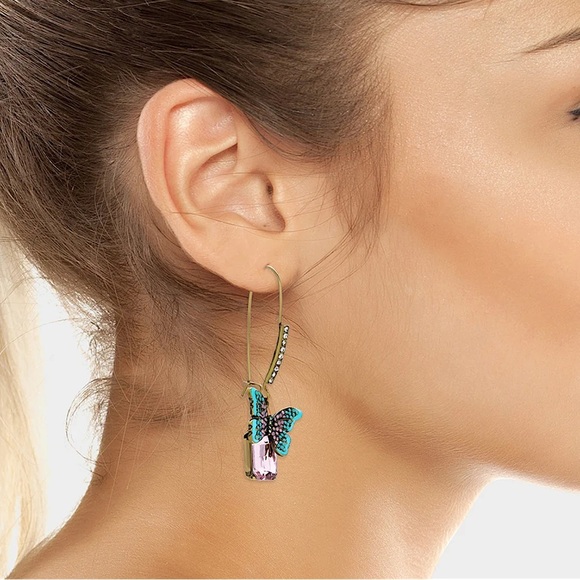 Betsey Johnson Boho Butterfly Crystal Earrings New - Picture 4 of 4